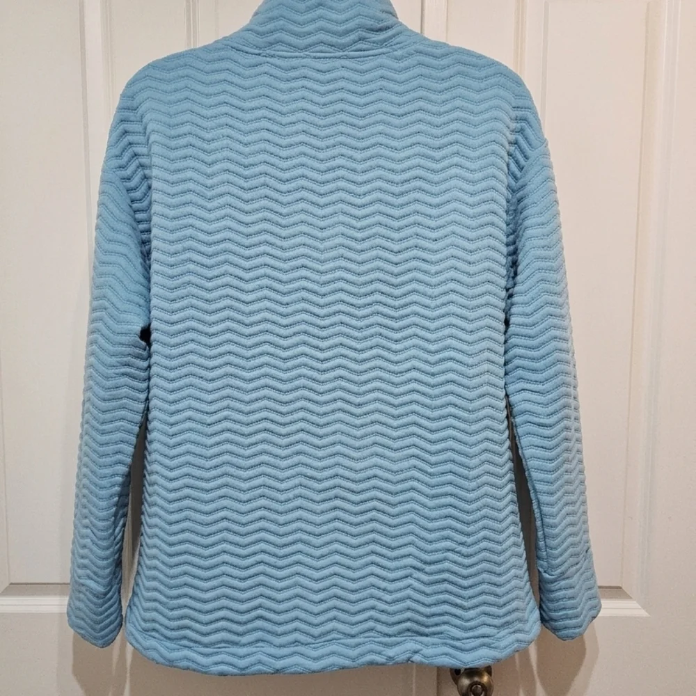 SALE - PLUS - NWT Jones NY Sport Blue ZigZag Quilted Sweatshirt w/ Thumbholes - Picture 7 of 7
